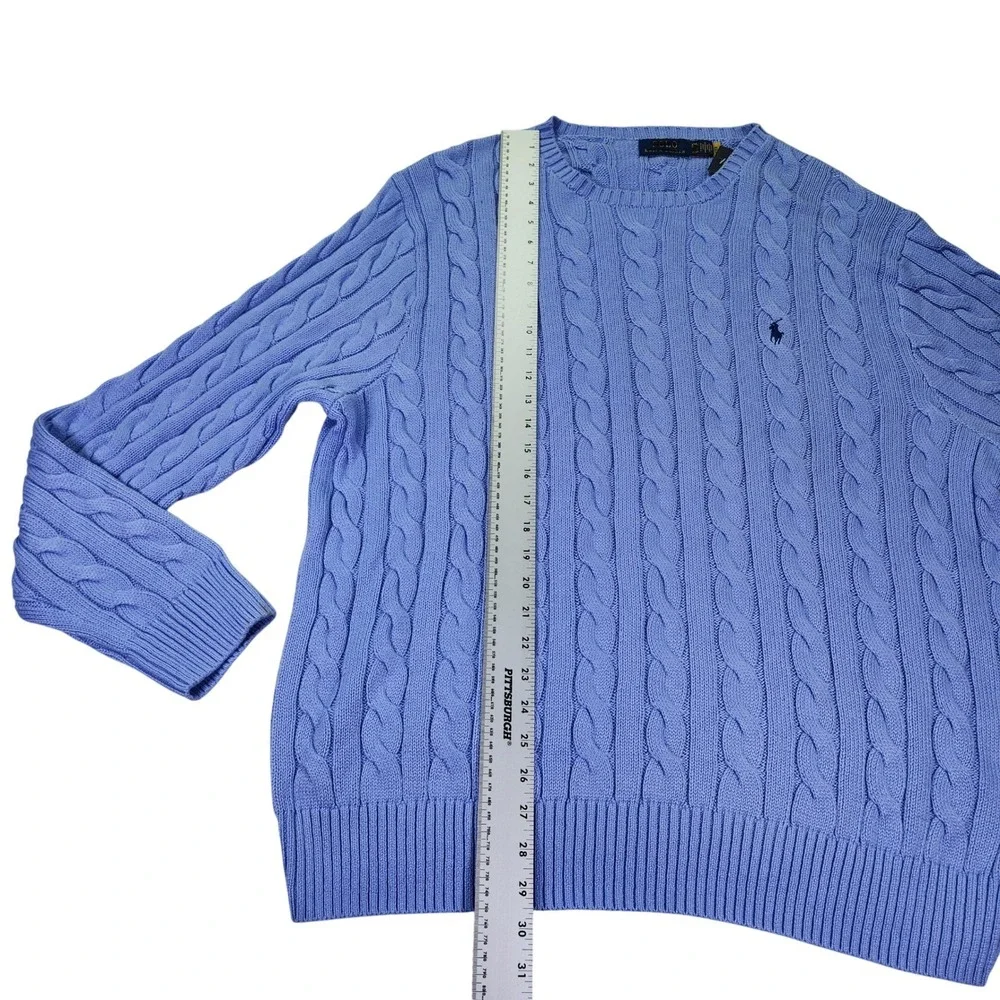 Polo Ralph Lauren Cable Knit Sweater Blue Men's XXL Embroidered‎ Logo NWT